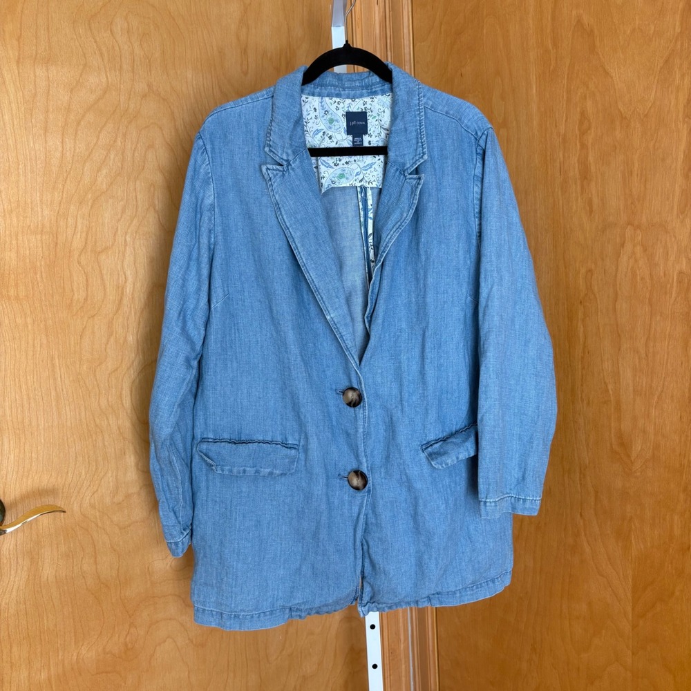 J. Jill denim women's light blue chambray blazer‎ jacket size 1X